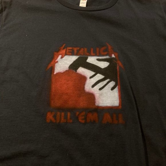 metallica kill em all first album cover airbrushed t shirt size large black - Picture 2 of 4
